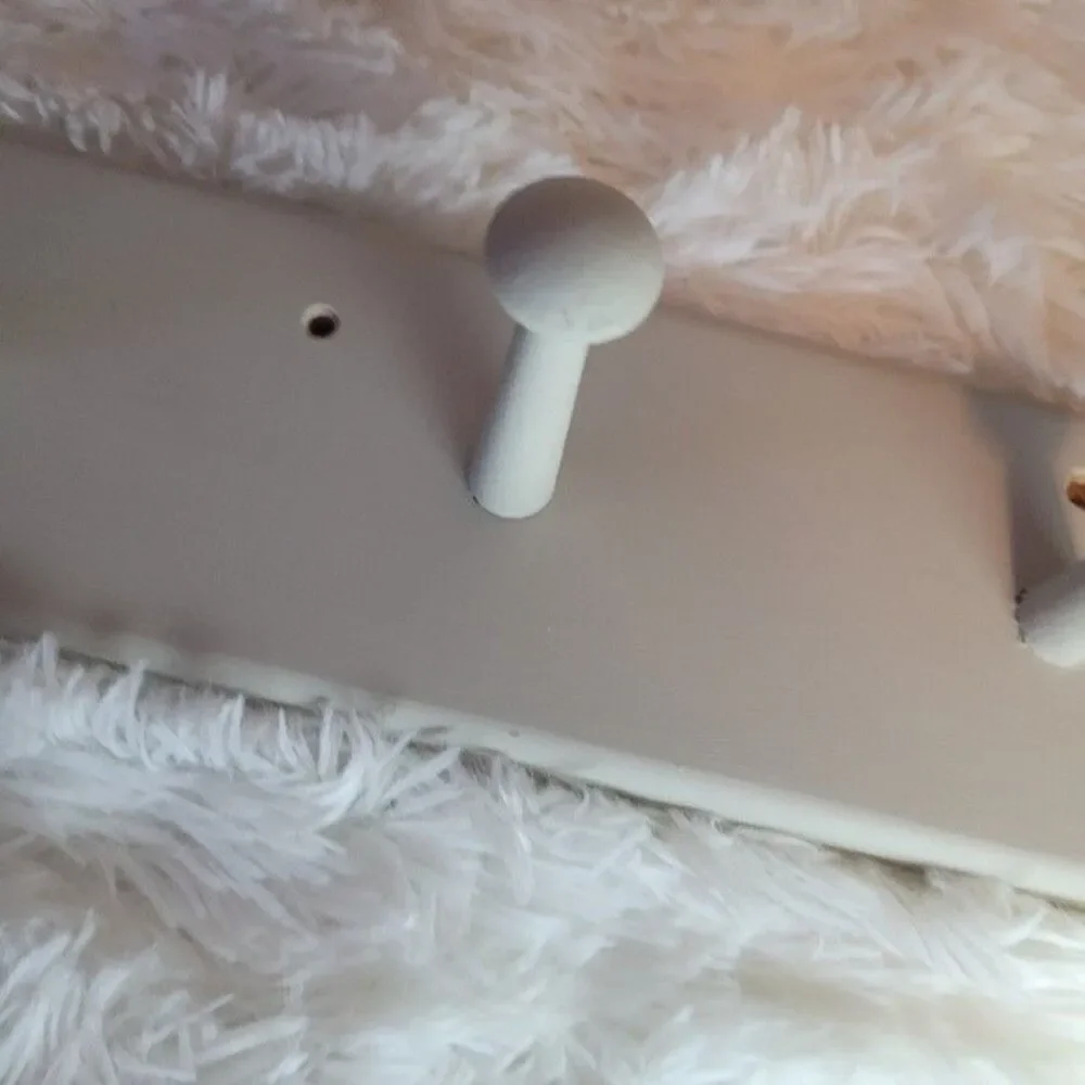 Farmhouse modern Wooden Coat shoe hat purse painted light gray wall Rack